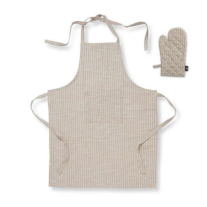 Bowral Neutral Stripe Apron + Glove Set - Pure Apotheca