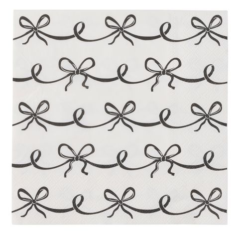 Bows 20pk 3 Ply 33cm Napkin Black/Ivory - Pure Apotheca