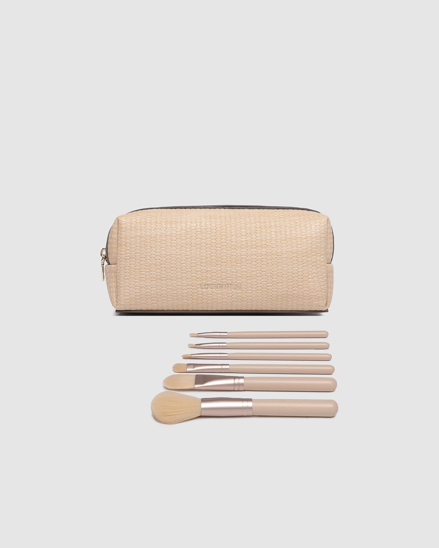 Brianna Makeup Bag with Brushes Natural/Chocolate - Pure Apotheca