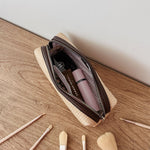 Brianna Makeup Bag with Brushes Natural/Chocolate - Pure Apotheca