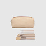 Brianna Makeup Bag with Brushes Natural/Tan - Pure Apotheca