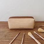 Brianna Makeup Bag with Brushes Natural/Tan - Pure Apotheca