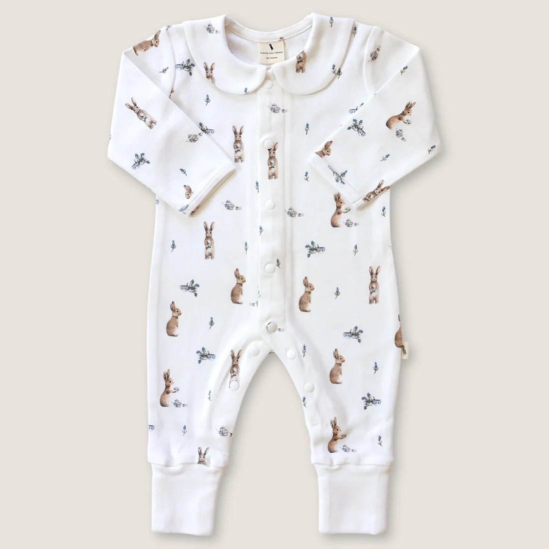 Bunny Tea Party Longsleeve Babygrow - Pure Apotheca