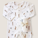 Bunny Tea Party Longsleeve Babygrow - Pure Apotheca