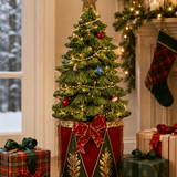 Vintage Traditional LED Christmas Tree in Drum LRG 91cm
