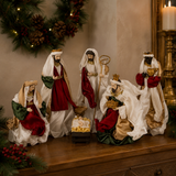 Deluxe Nativity 6 Piece Set Red 32cm
