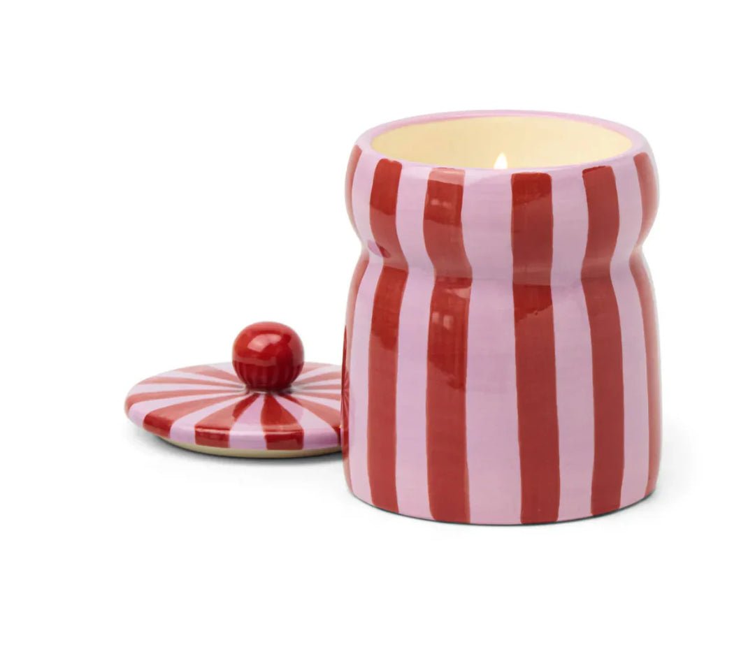 Cabana Christmas Red Pink Striped Candle - Pink Peppermint 185g - Pure Apotheca