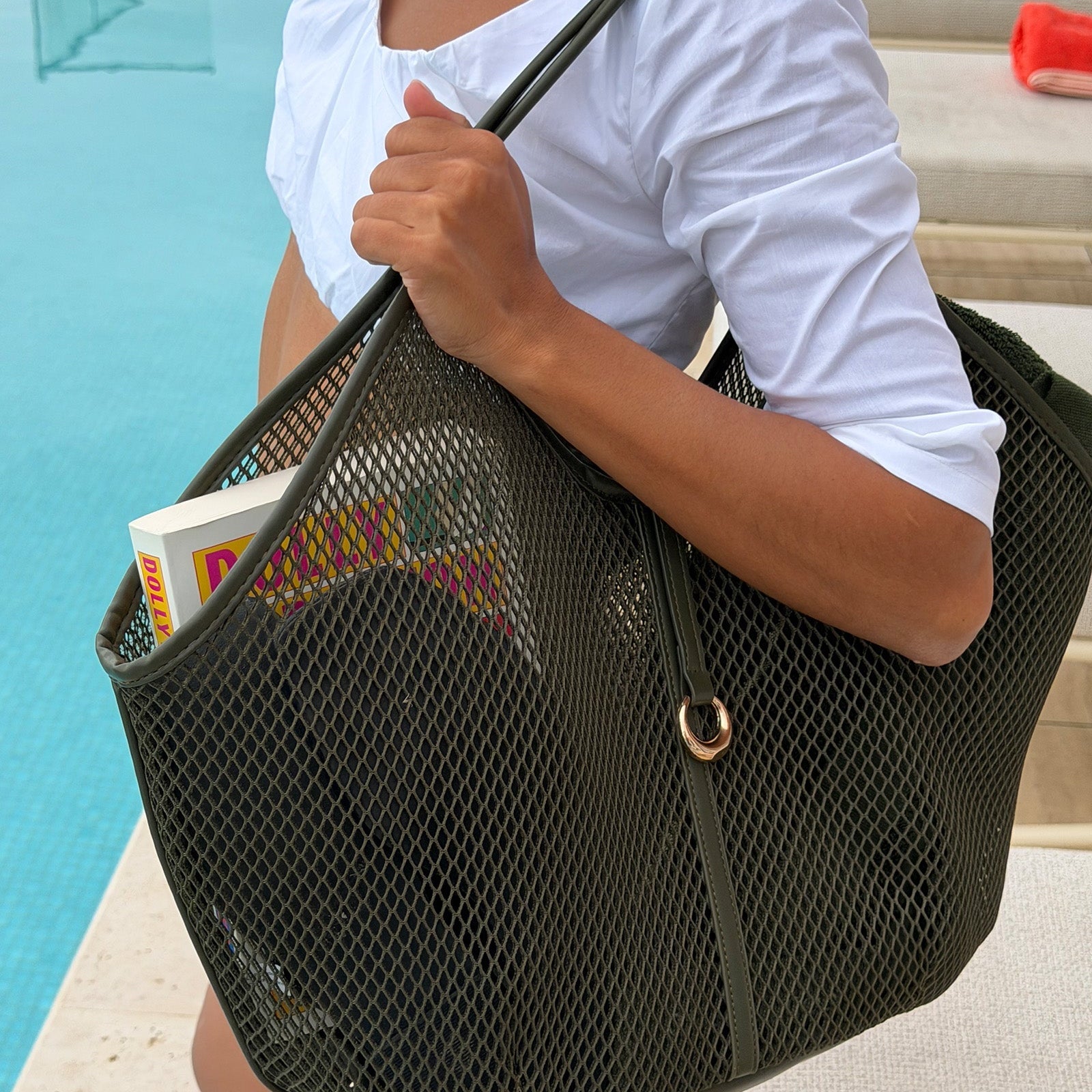 Calypso Mesh Tote Bag - Olive - Pure Apotheca