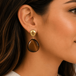 Camilla Nude Tiger Eye Drop Earrings - Pure Apotheca