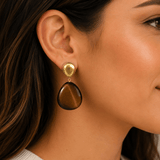 Camilla Nude Tiger Eye Drop Earrings - Pure Apotheca