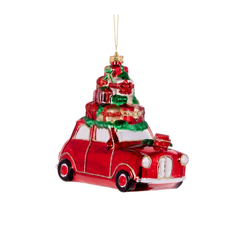 CAR WITH PRESENTS GLASS ORNAMENT - Pure Apotheca