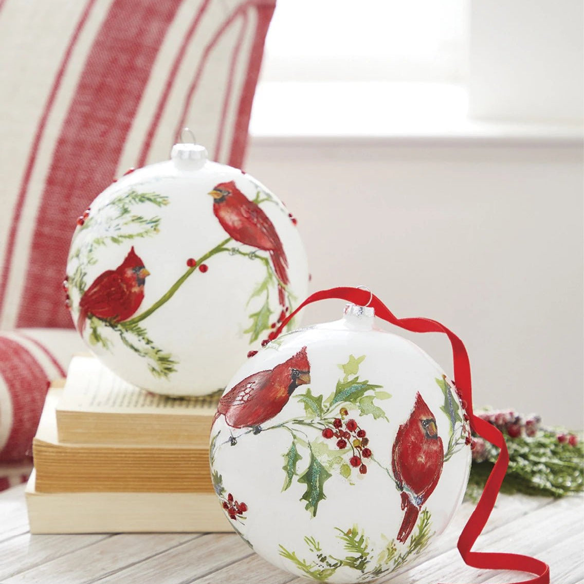 Cardinal Ball Glass Christmas Ornament 6″ - Pure Apotheca