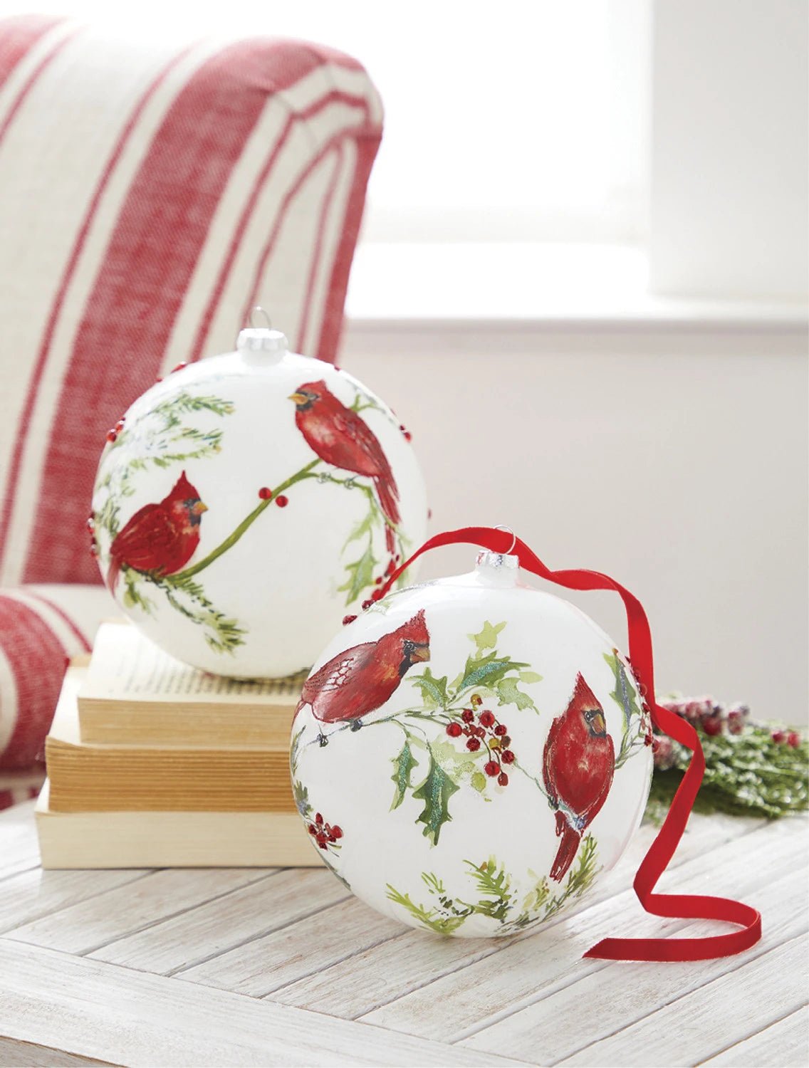 Cardinal Ball Glass Christmas Ornament 6″ - Pure Apotheca