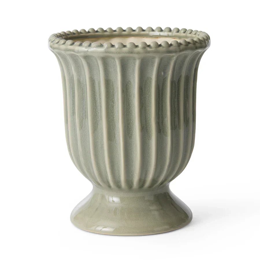 CASSIE SAGE GREEN PEDESTAL VASE - Pure Apotheca