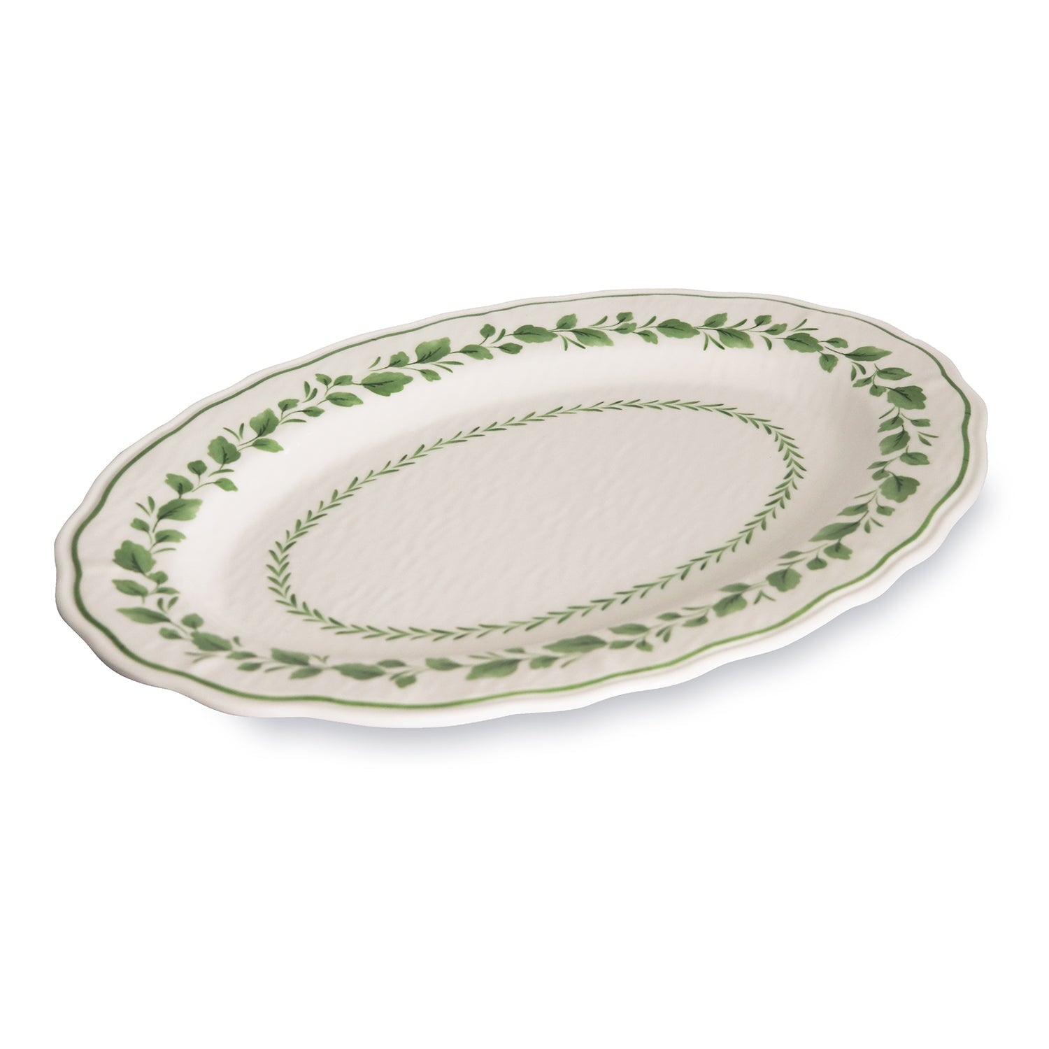 CECILE WHITE/GREEN MELAMINE OVAL PLATTER - Pure Apotheca