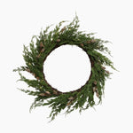 Cedar & Pinecone Wreath with Lights 65cm - Pure Apotheca