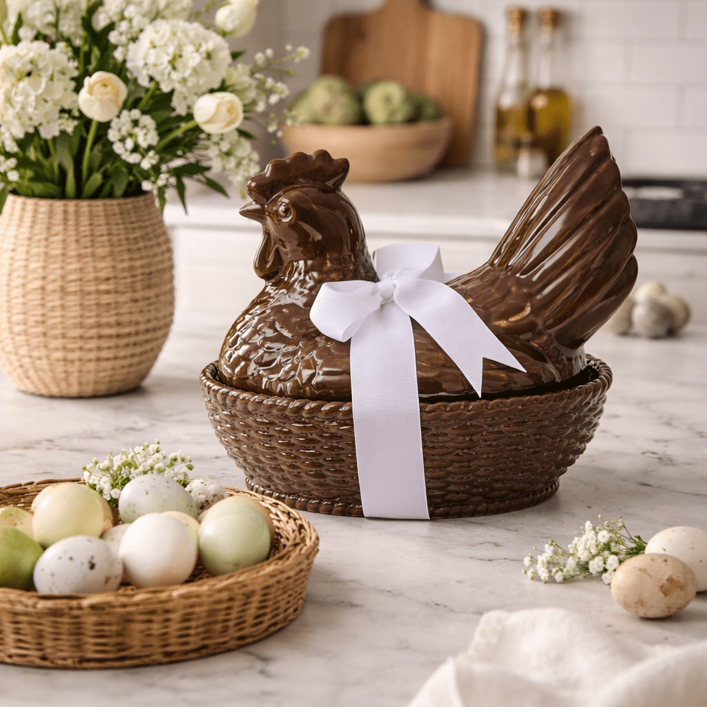 CERAMIC CHICKEN DISH WITH BOW - Pure Apotheca