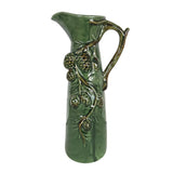 CERAMIC EMBOSSED DARK GREEN JUG LGE - Pure Apotheca