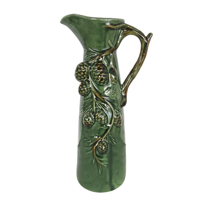 CERAMIC EMBOSSED DARK GREEN JUG LGE - Pure Apotheca
