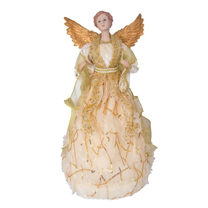CHAMPAGNE ANGEL WITH GOLD WINGS TREE TOPPER - Pure Apotheca