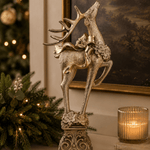 Champagne Deer on Pedestal 41cm - Pure Apotheca