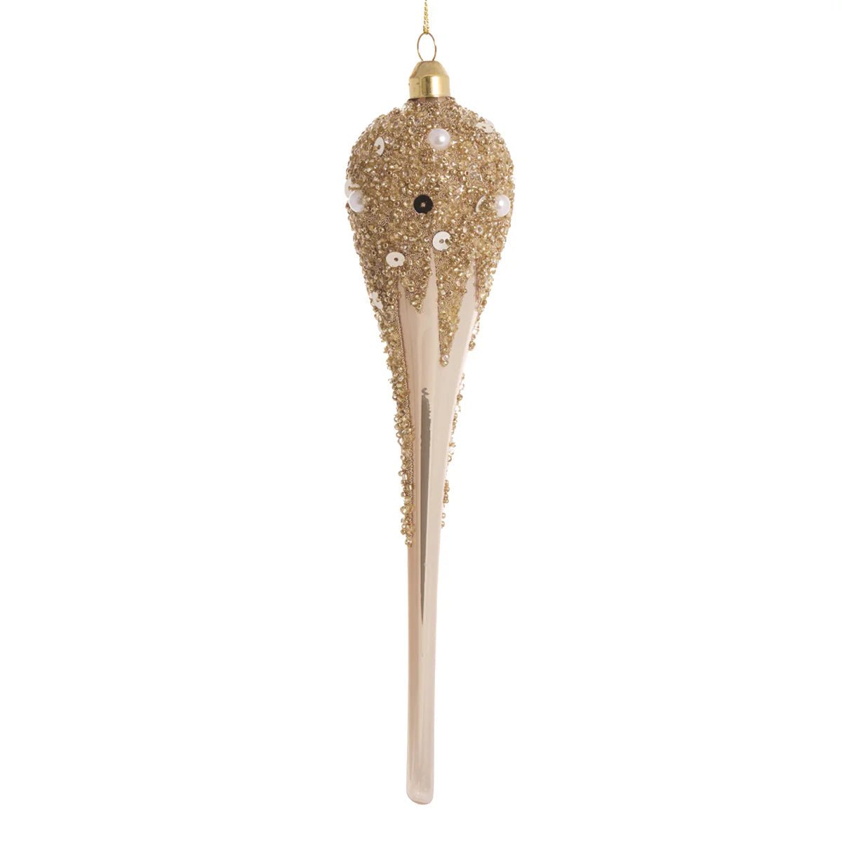 CHAMPAGNE FROSTED LONG DROP BAUBLE - Pure Apotheca