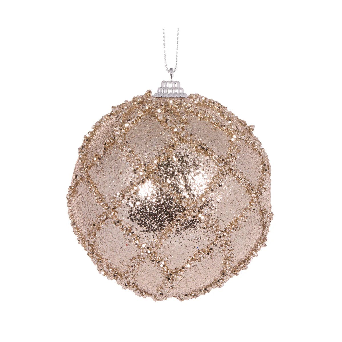 CHAMPAGNE GLITTERED LATTICE BAUBLE - Pure Apotheca