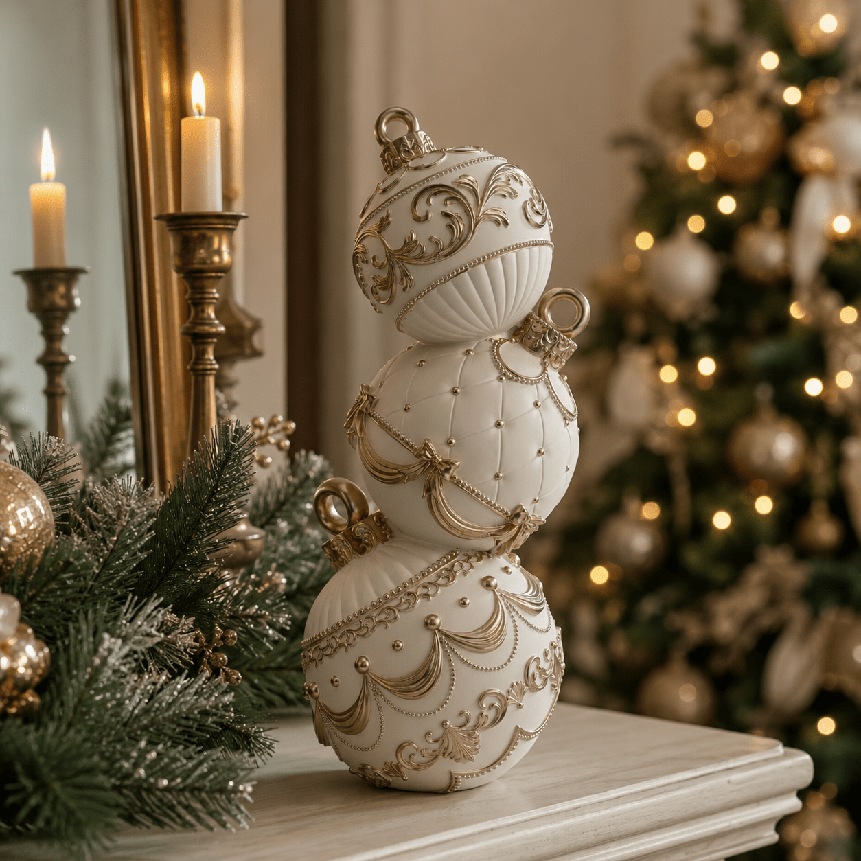 Champagne Ivory Bauble Ball Stack 61cm - Pure Apotheca