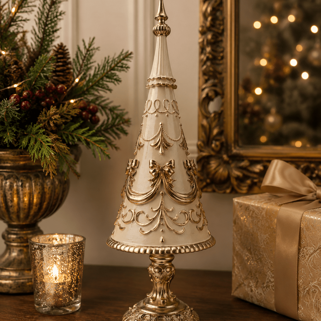 Champagne Ivory Christmas Tree 37cm - Pure Apotheca