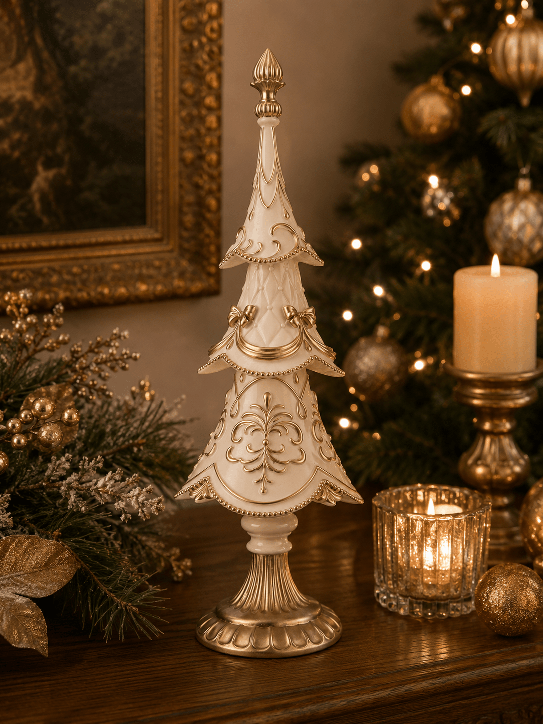 Champagne Ivory Tiered Christmas Tree 45cm - Pure Apotheca