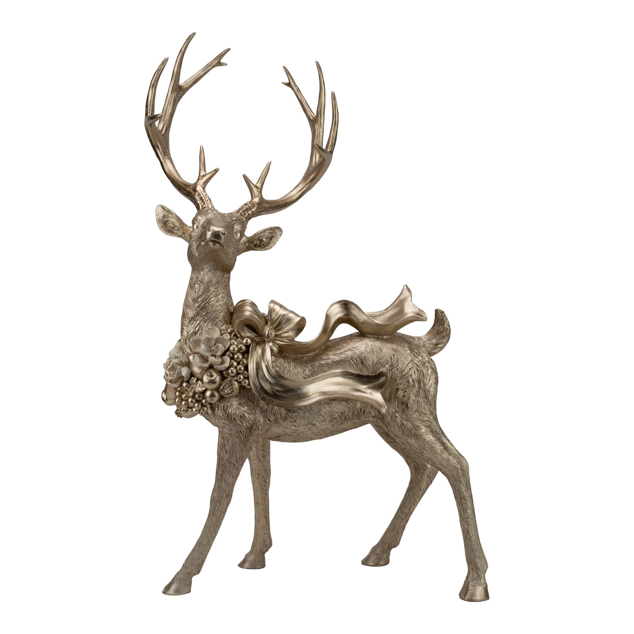 Champagne Standing Reindeer with Bow 70cm - Pure Apotheca