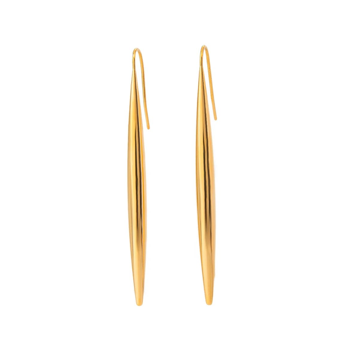 Charlotte Gold Long Slender Teardrop Earrings - Pure Apotheca