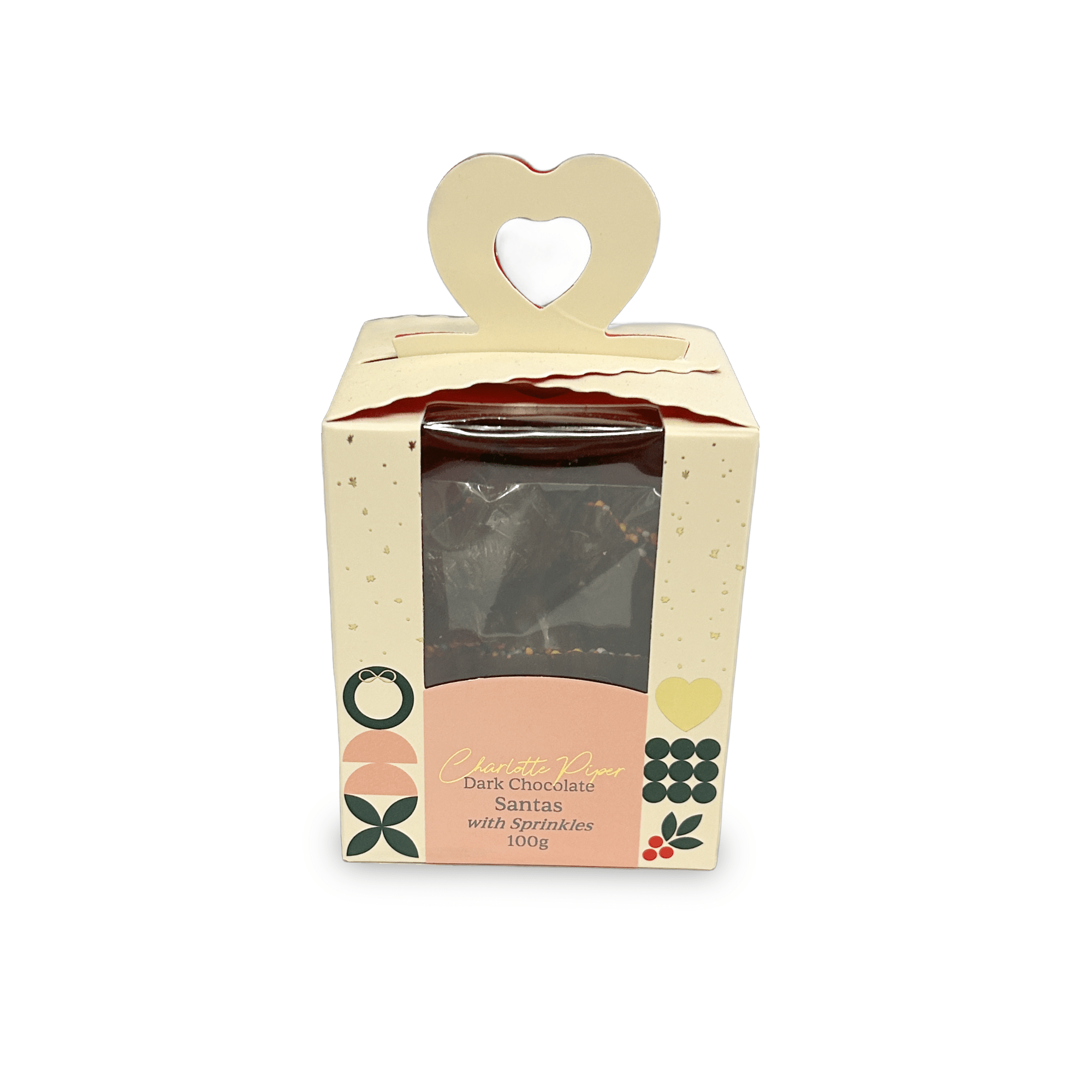 Charlotte Piper Xmas Box Dark Choc Small Santas with Sprinkles 100g - Pure Apotheca