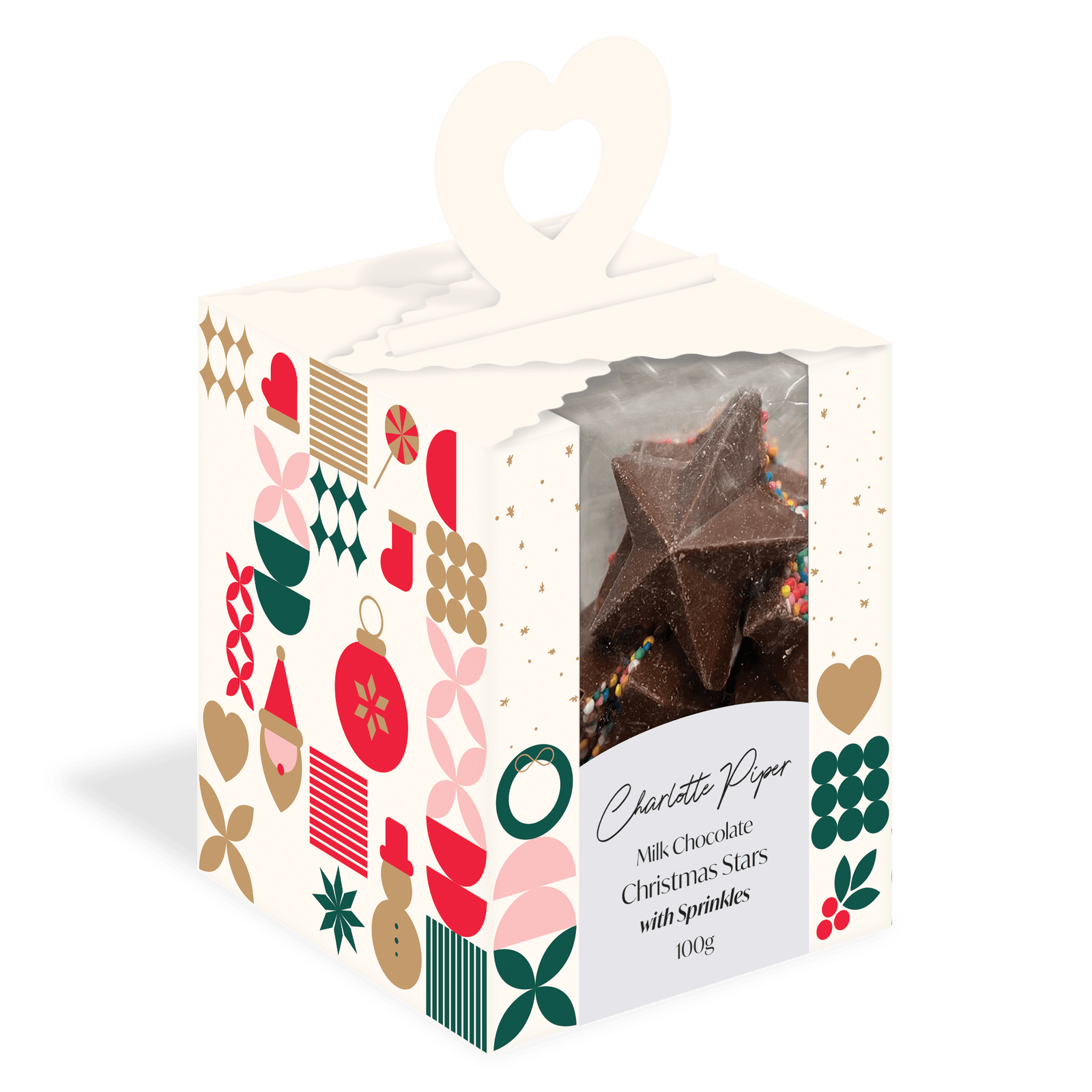 Charlotte Piper Xmas Box Milk Choc Stars with Sprinkles 100g - Pure Apotheca