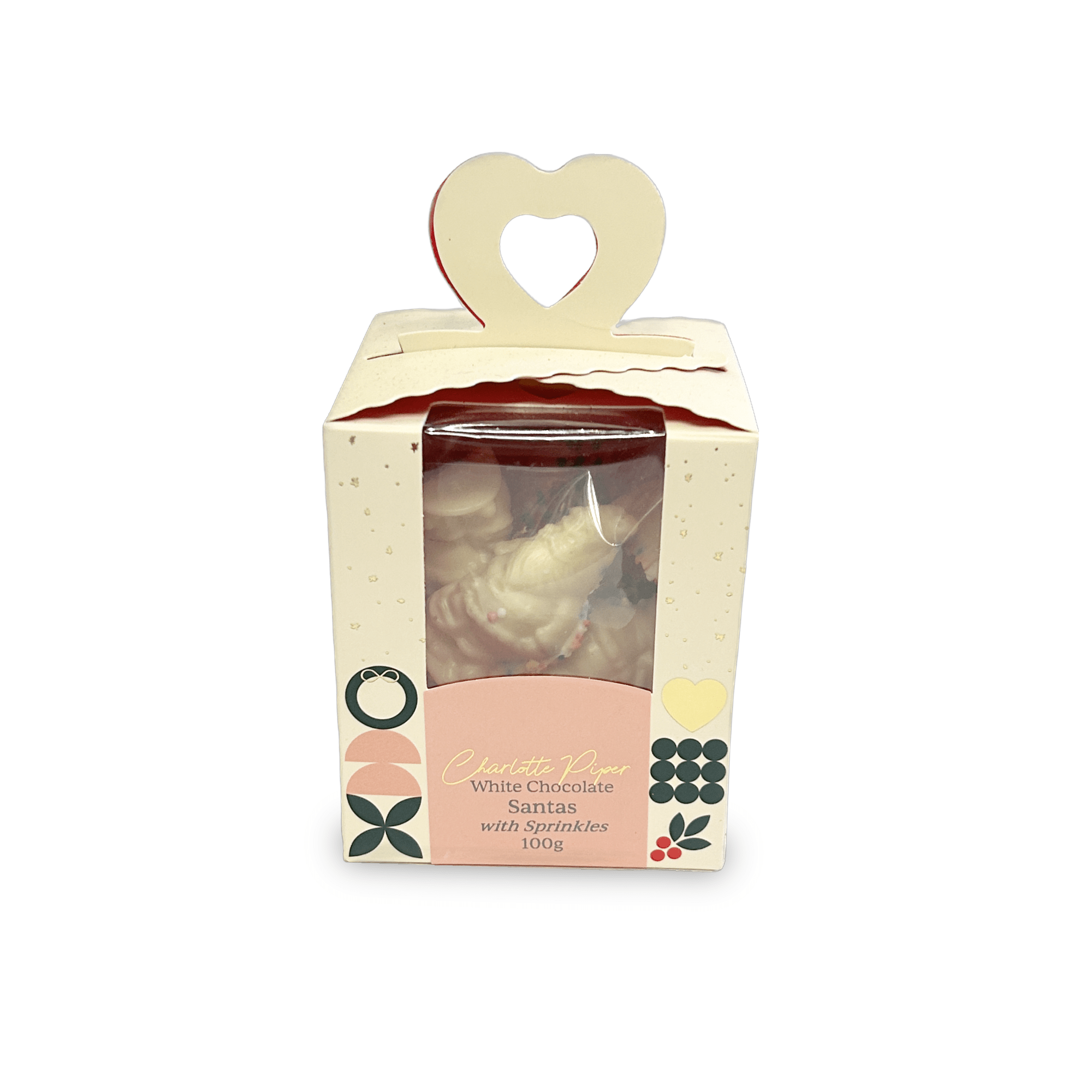 Charlotte Piper Xmas Box White Choc Santas with Sprinkles 100g - Pure Apotheca