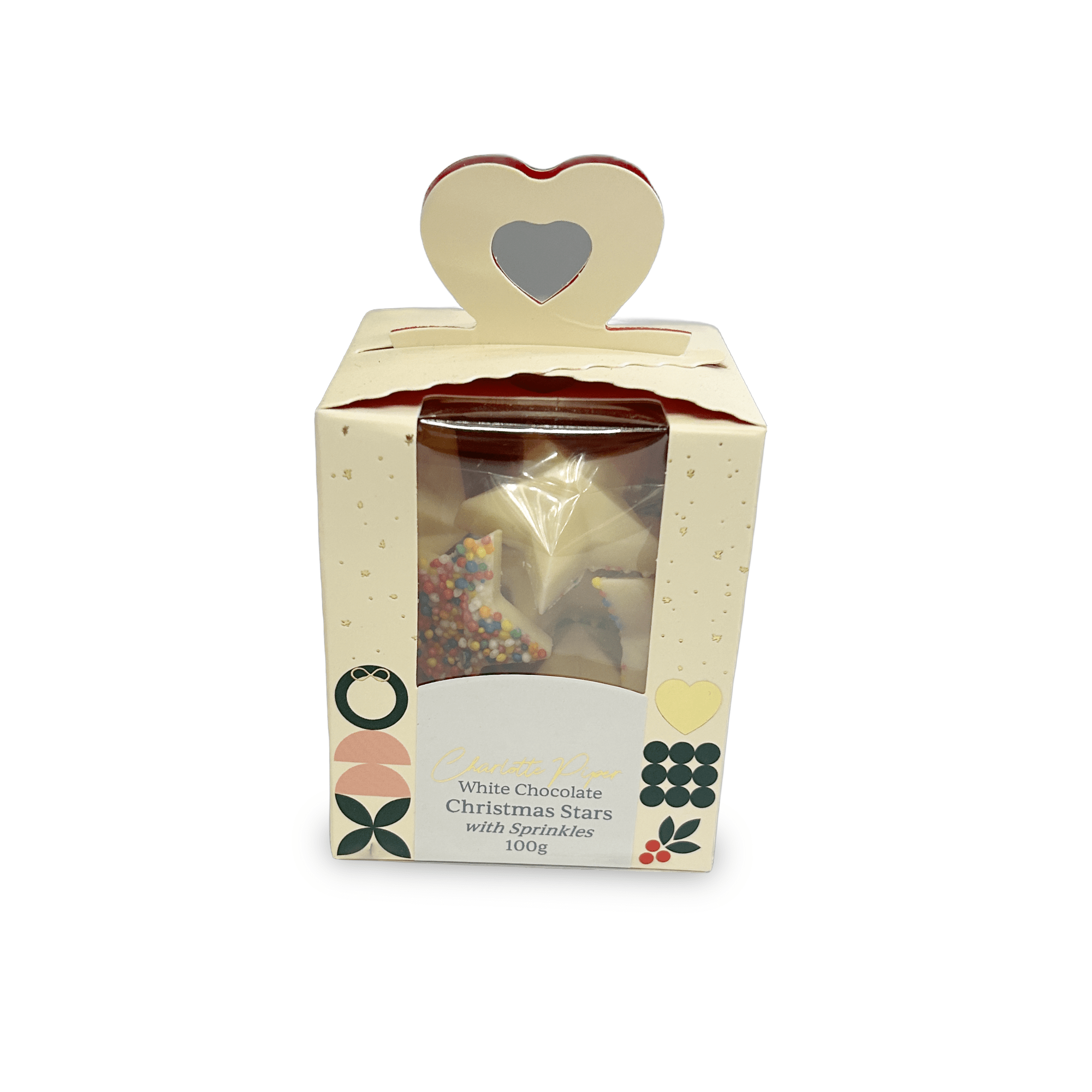 Charlotte Piper Xmas Box White Choc Stars with Sprinkles 100g - Pure Apotheca