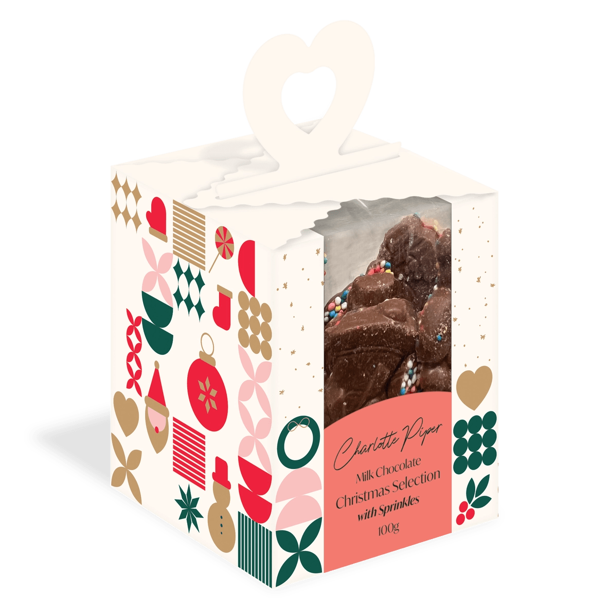Charlotte Piper Xmas Milk Choc Xmas Selection with Sprinkles 100g - Pure Apotheca