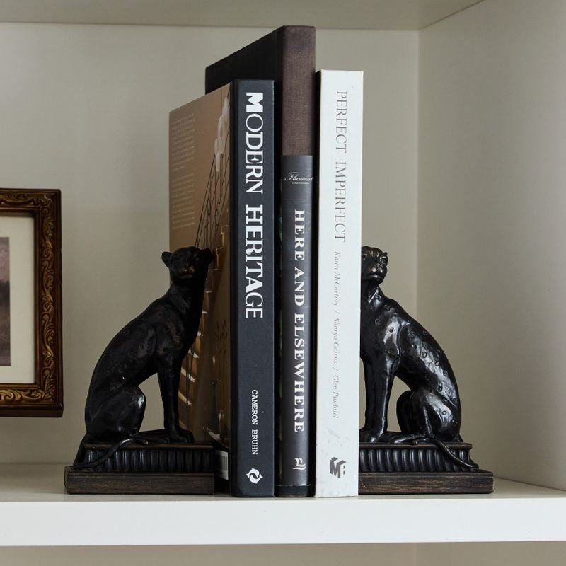 Cheetah Bronzed Finish Bookends - Pure Apotheca