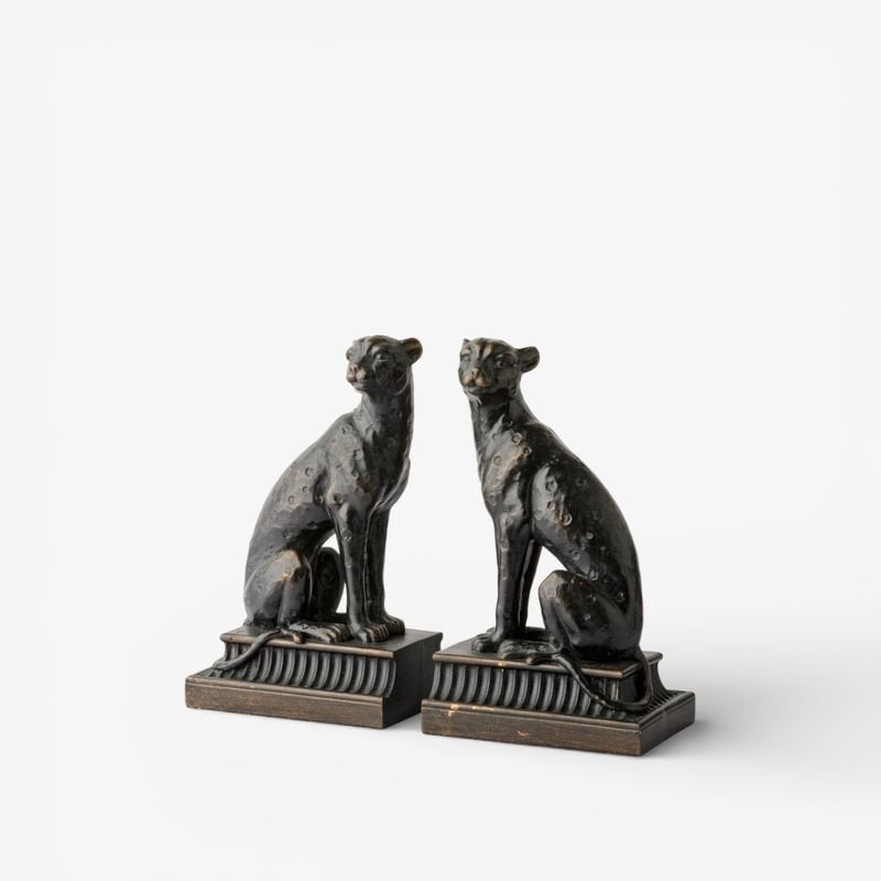 Cheetah Bronzed Finish Bookends - Pure Apotheca