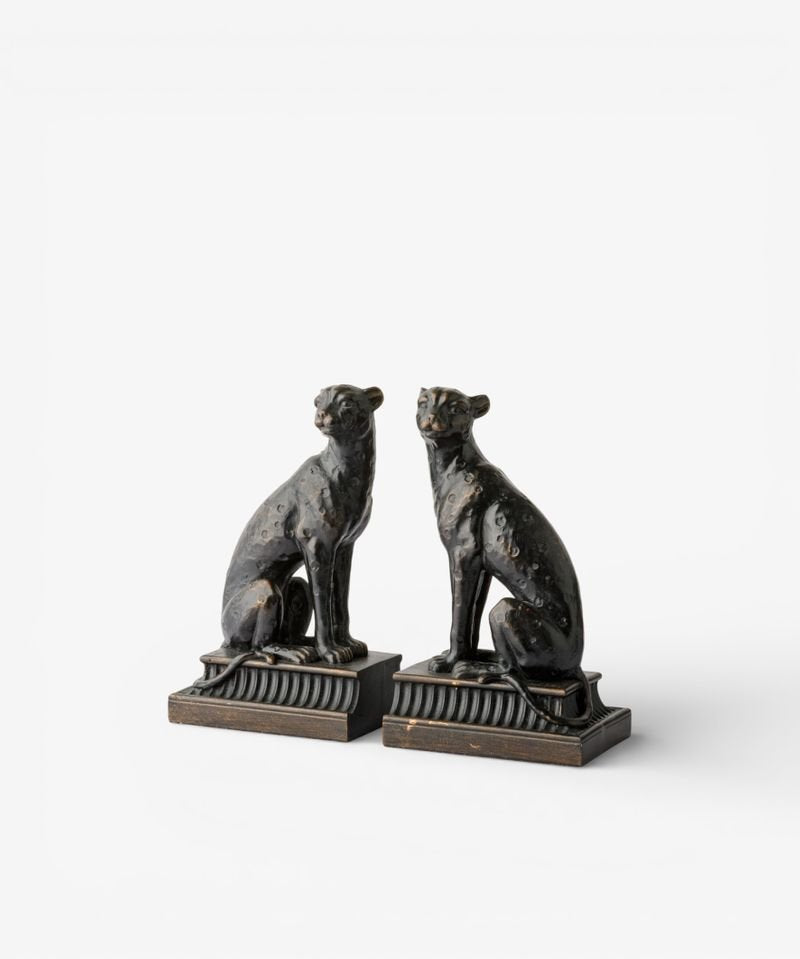 Cheetah Bronzed Finish Bookends - Pure Apotheca