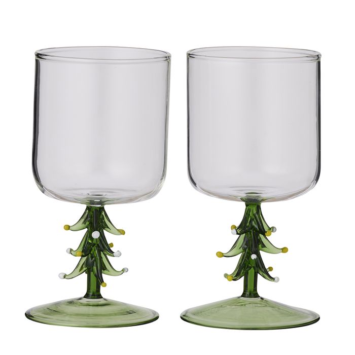 Chirstmas Tree Wine Glass Set/2 - Pure Apotheca