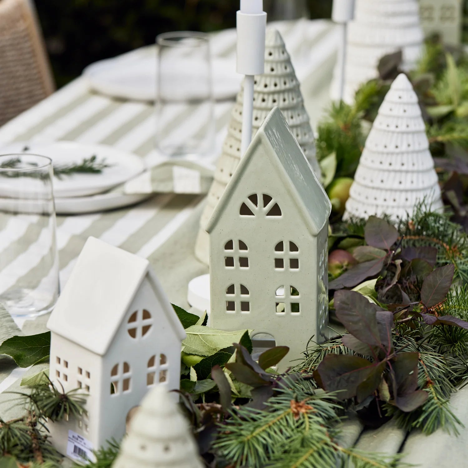 CHRISTMAS HOUSE SAGE SPECKLE TABLE DECORATION LRG - Pure Apotheca