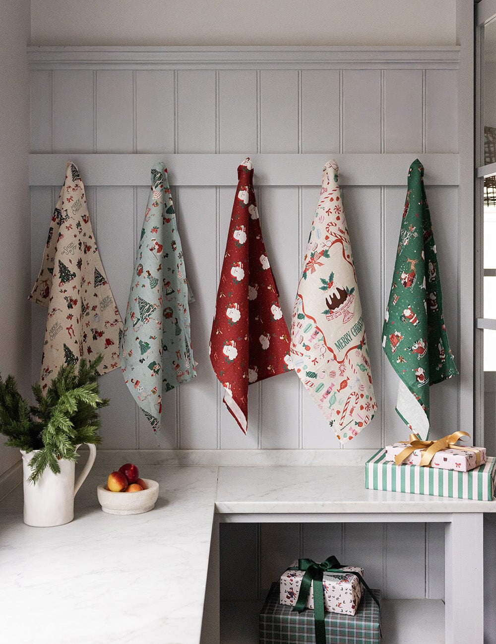 Christmas Ladies Linen Teatowel - Pure Apotheca