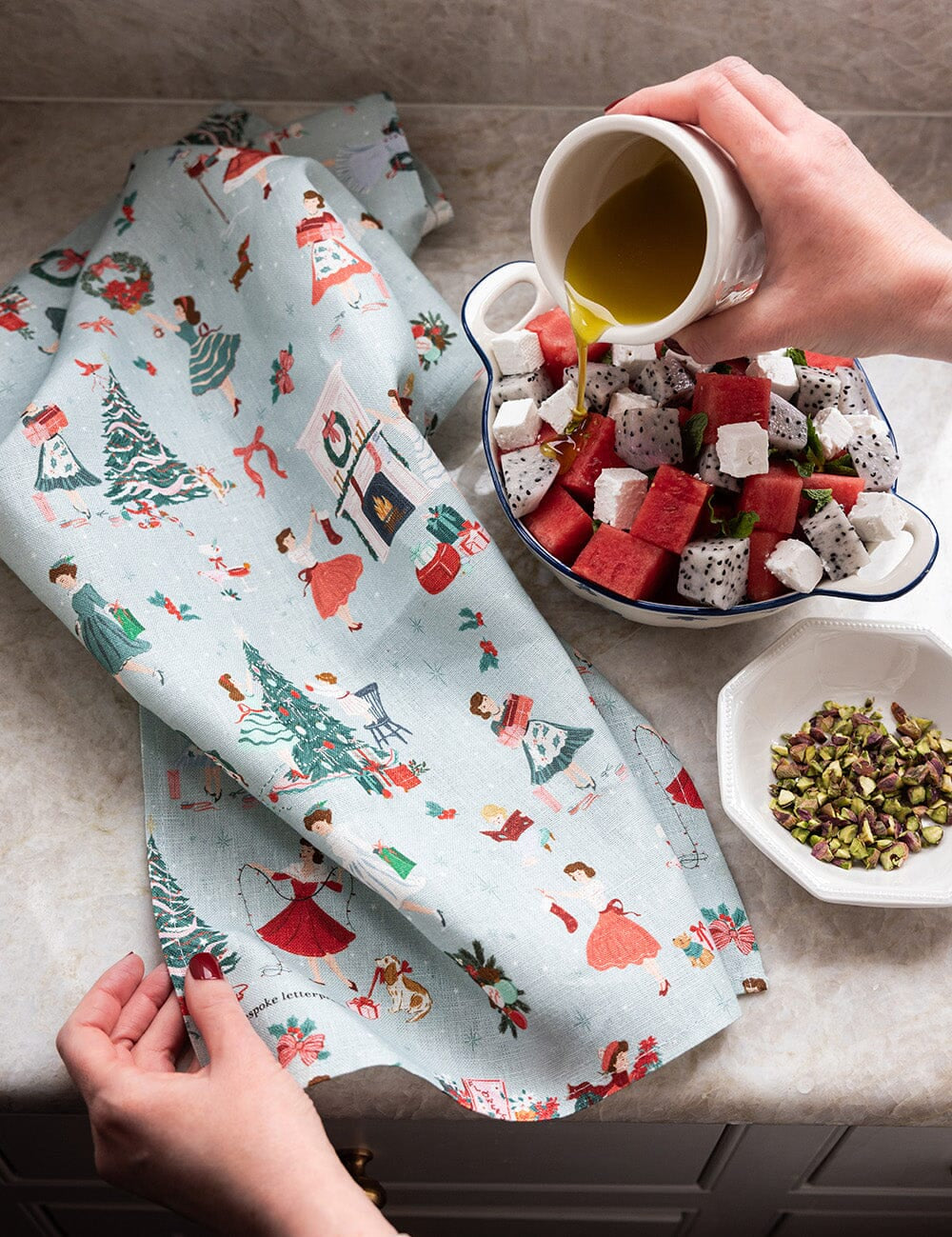 Christmas Ladies Linen Teatowel - Pure Apotheca