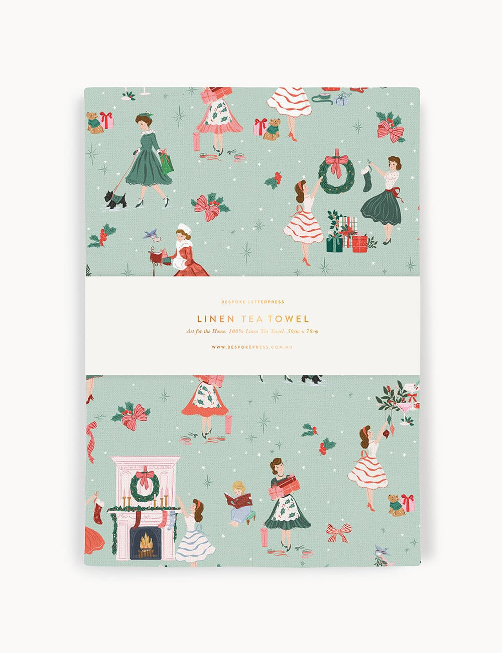 Christmas Ladies Linen Teatowel - Pure Apotheca
