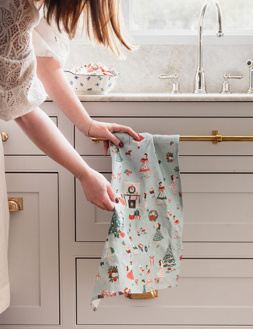 Christmas Ladies Linen Teatowel - Pure Apotheca