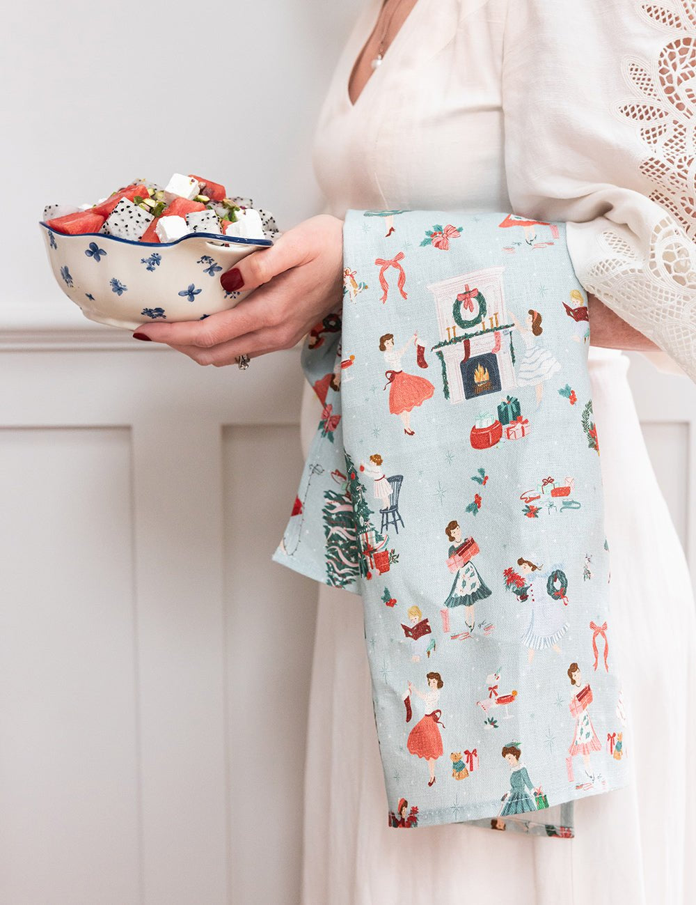 Christmas Ladies Linen Teatowel - Pure Apotheca