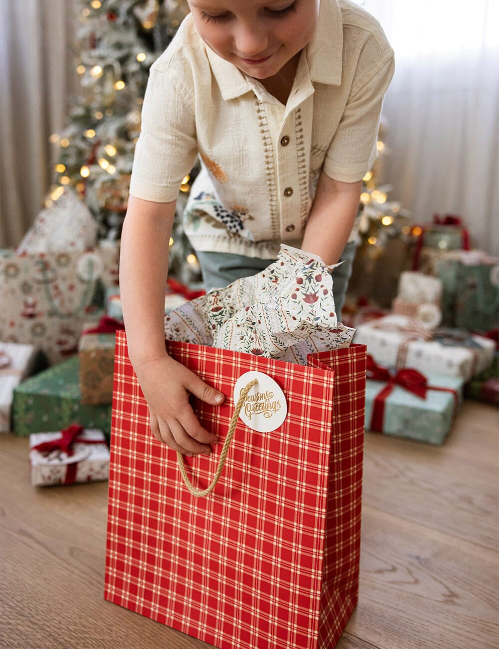 Christmas Red Check Large Gift Bag - Pure Apotheca