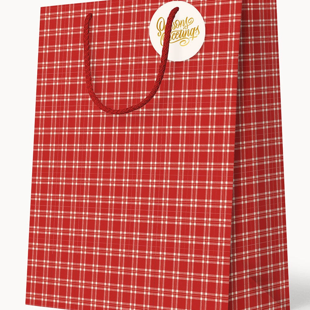 Christmas Red Check Large Gift Bag - Pure Apotheca