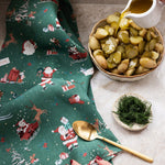 Christmas Santas Linen Teatowel - Pure Apotheca